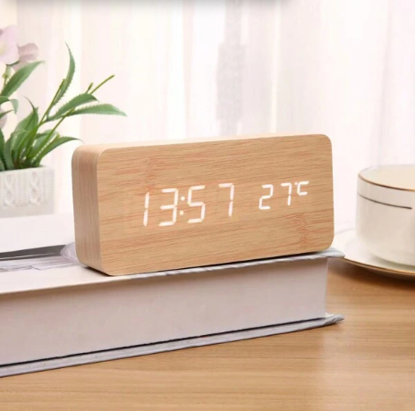 Wood LED Alarm Clock
